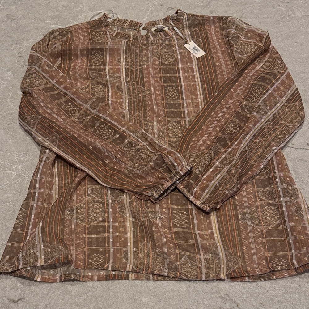 Cost Plus World Market Multicolor Patterned Blouse- Sheer
